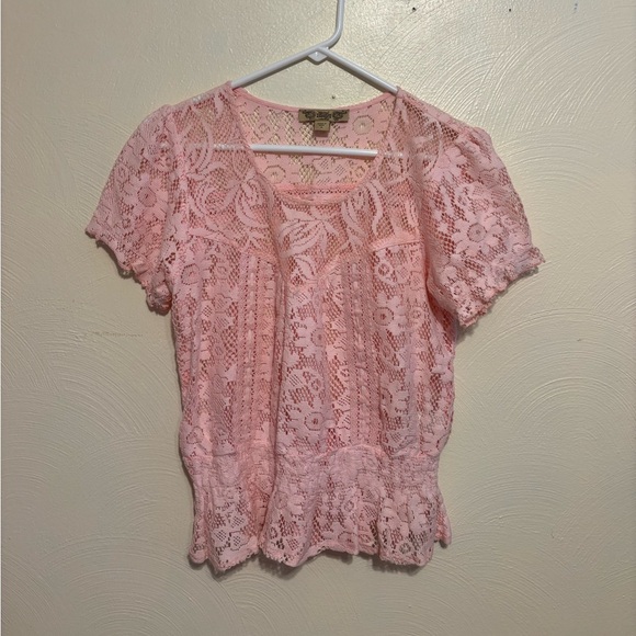 Nine West Blush Lace Blouse - Picture 1 of 8